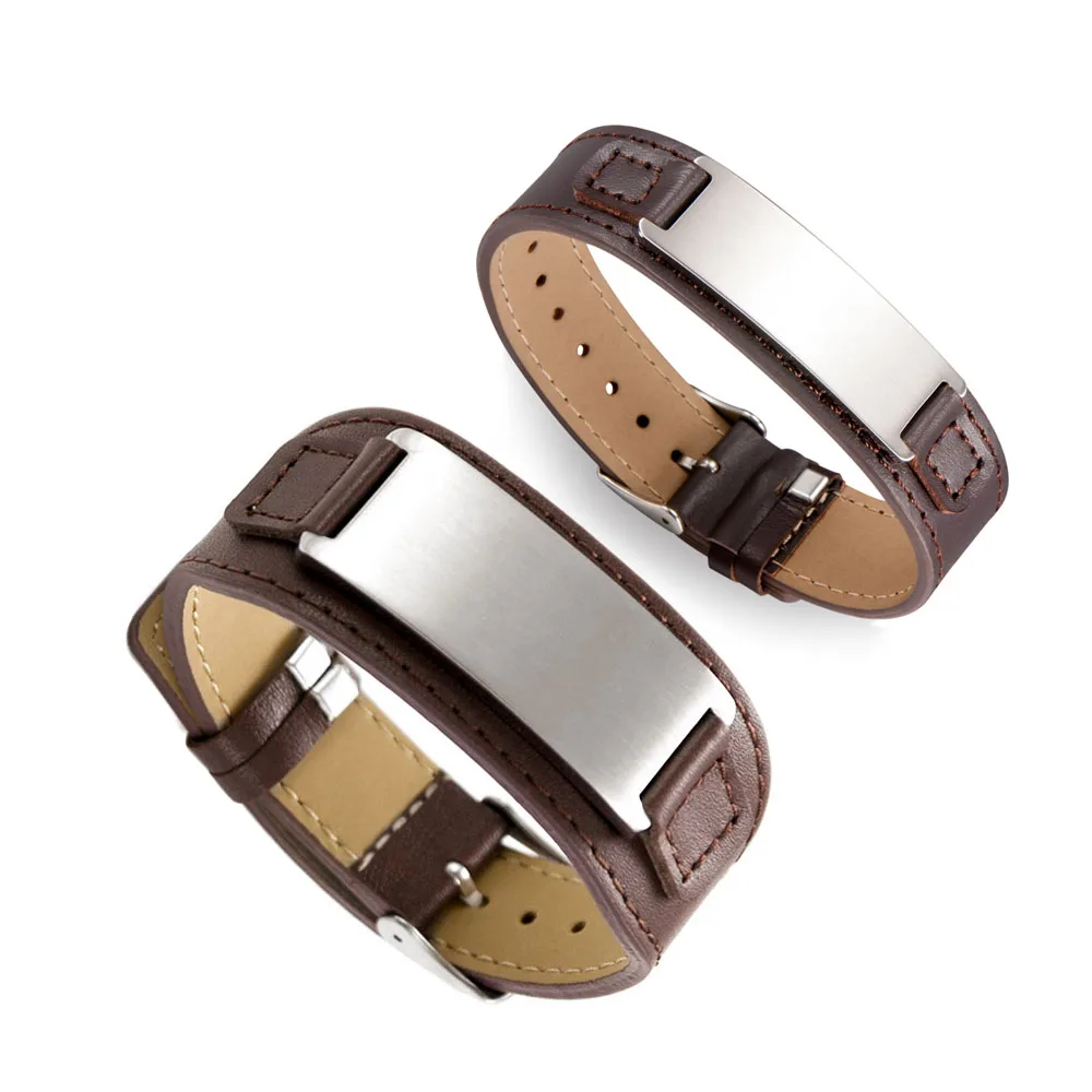 New Black and Brown Genuine Leather Couple Bracelet 316L Stainless Steel Logo Bracelet for Men and Women
New Black and Brown Genuine Leather Couple Bracelet 316L Stainless Steel Logo Bracelet for Men and Women