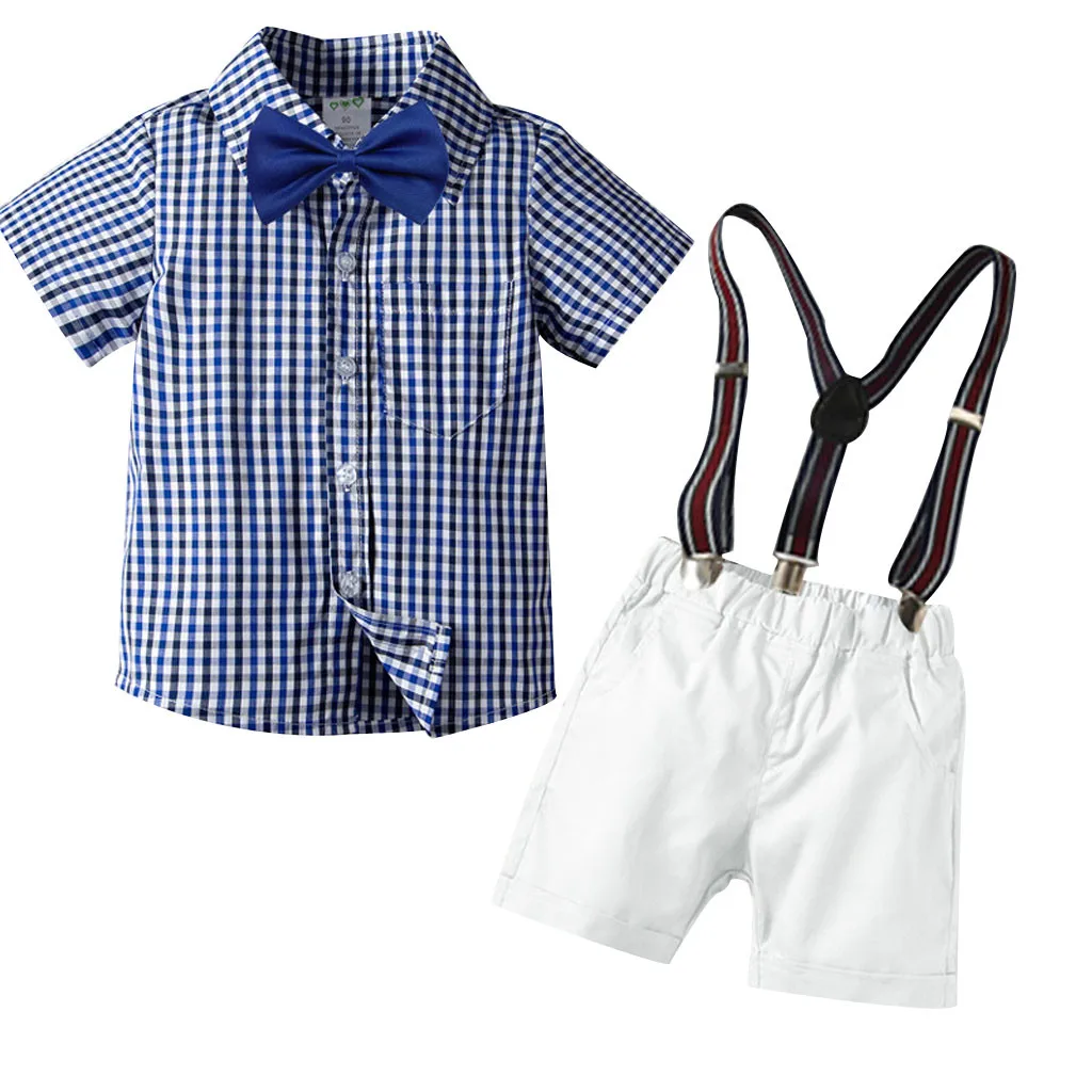 Комплекты одежды для малышей Детские джентльменские клетчатые Топы с бантом