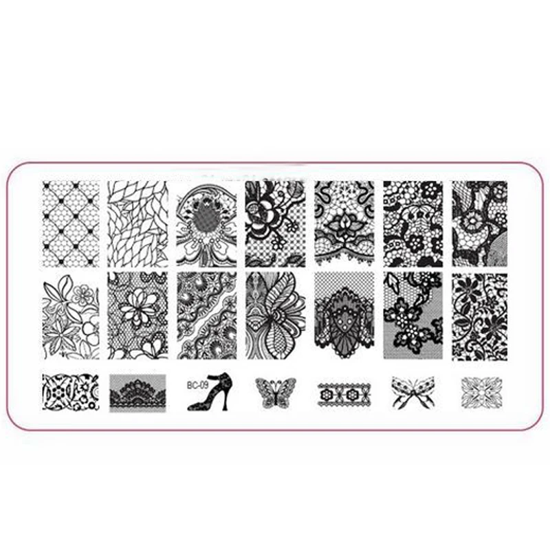 Fashion Nail Stamping Plates Laced All Series nail art Stamping Image Plate Print Template Lace High-heeled butterfly BC09
Fashion Nail Stamping Plates Laced All Series nail art Stamping Image Plate Print Template Lace High-heeled butterfly BC09