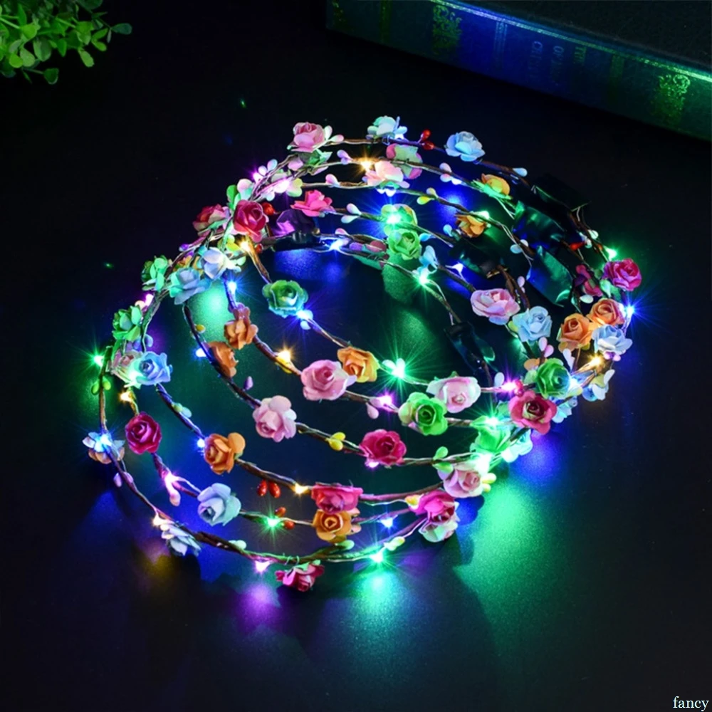 8 Color Novelty LED Light Up Flower Headband Flashing Glow Crown Party Hair Wreath For Women Girls Wedding Fashion
8 Color Novelty LED Light Up Flower Headband Flashing Glow Crown Party Hair Wreath For Women Girls Wedding Fashion