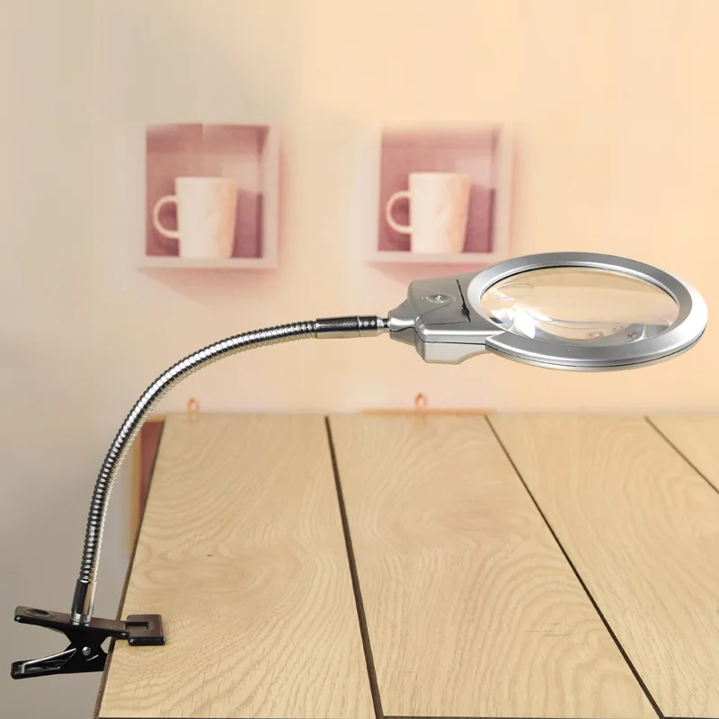 Lighted Magnifier Clip-on Table Top Desk LED Lamp Reading Solder Magnifier 4x 6x Large Lens Magnifying Glass with Clamp
Lighted Magnifier Clip-on Table Top Desk LED Lamp Reading Solder Magnifier 4x 6x Large Lens Magnifying Glass with Clamp