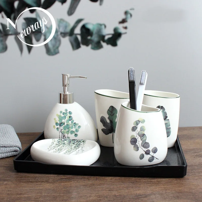 European ceramic bathroom six-piece soap box soap dispenser toothbrush holder family bathroom decoration accessories necessities
European ceramic bathroom six-piece soap box soap dispenser toothbrush holder family bathroom decoration accessories necessities