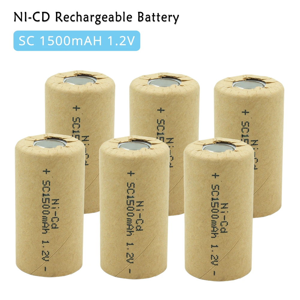 NiCd NI-CD SC 1.2v Rechargeable Batteries 1500mah Power Tool Battery Cells Discharge Rate 10C- 15C
NiCd NI-CD SC 1.2v Rechargeable Batteries 1500mah Power Tool Battery Cells Discharge Rate 10C- 15C