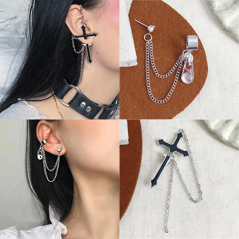 Chain Punk Silver Cross Crystal Exquesite Unique Earrings Black Seaside Wedding Zipper 1PC High Quality Tassel Beautiful Long
Chain Punk Silver Cross Crystal Exquesite Unique Earrings Black Seaside Wedding Zipper 1PC High Quality Tassel Beautiful Long