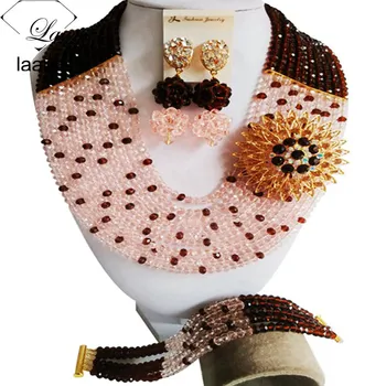 Laanc Costume African Jewelry Set 2017 Brown Peach Crystal Beaded Nigerian Wedding Beads C10SZ039
Laanc Costume African Jewelry Set 2017 Brown Peach Crystal Beaded Nigerian Wedding Beads C10SZ039