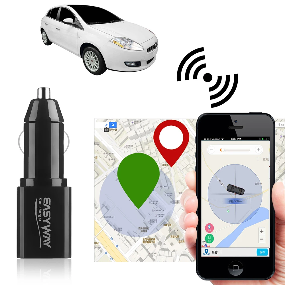 

Mini Locator USB Car Charger Tracker 2 in 1 LBS 2G GSM GPRS Real Time Vehicle Tracking Device Remote Listening System Charger