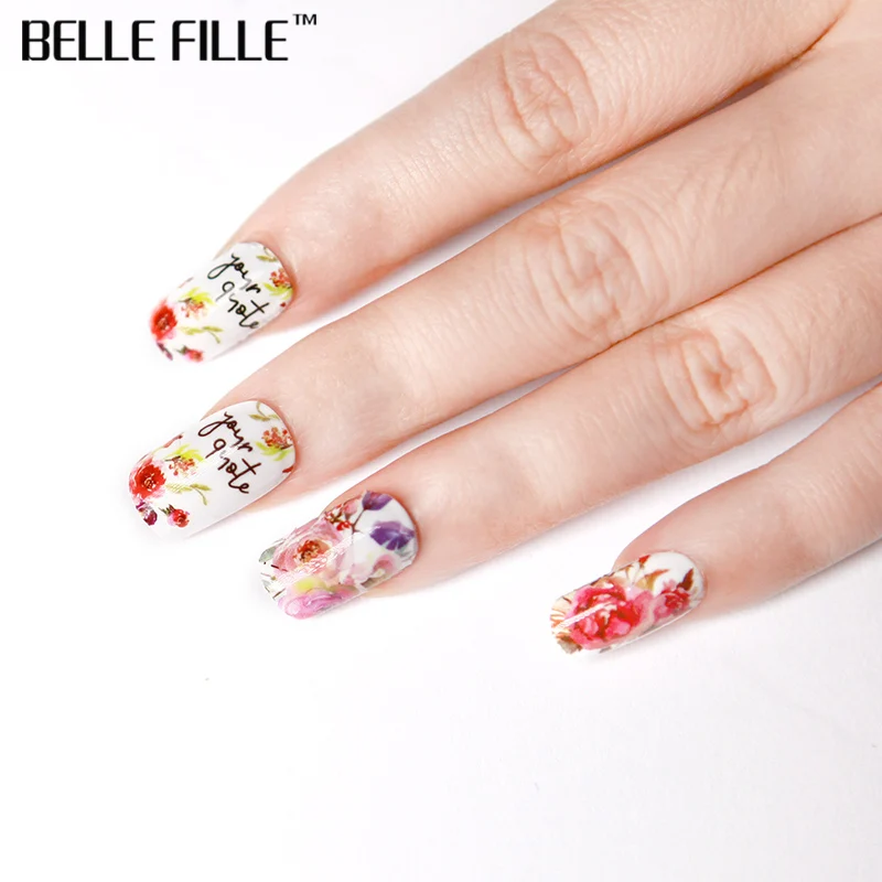 Belle Fille ногтей Стикеры воды DIY маникюр ползунок украшения наклейки 3D Nail Art Советы