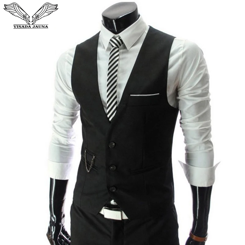 VISADA JAUNA 2019 Men's Business Vest Slim Fit Solid Color Design Dress Suits Waistcoat Sleeveless Formal Big Size 5XL N5074
VISADA JAUNA 2019 Men's Business Vest Slim Fit Solid Color Design Dress Suits Waistcoat Sleeveless Formal Big Size 5XL N5074