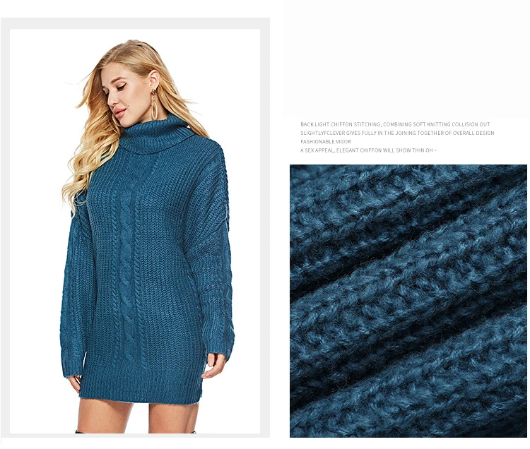 2018 autumn and winter new high-necked sweater size women's long and women's knitted sweater (3)