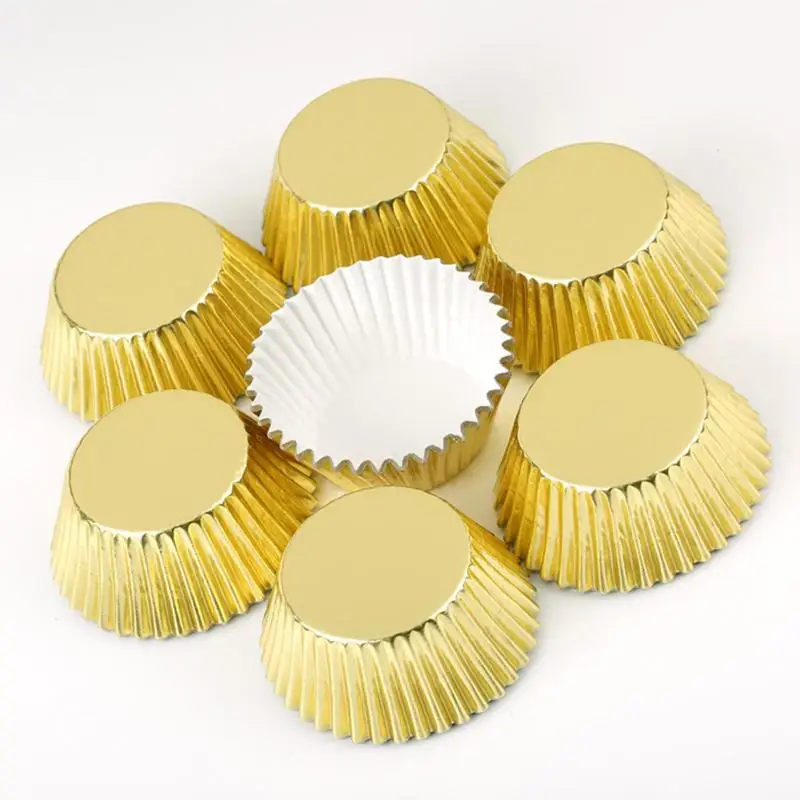 100PCS/Box Aluminum foil Paper Cake Cup Cupcake Cases Liners Muffin Cake packaging tools Kitchen Baking Wedding Party Gold
100PCS/Box Aluminum foil Paper Cake Cup Cupcake Cases Liners Muffin Cake packaging tools Kitchen Baking Wedding Party Gold