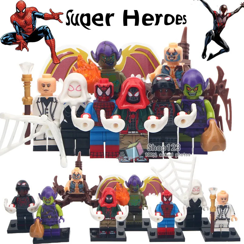 Single Sale Marvel Avengers Spiderman Spider-Gwen Green Goblin Miles Morales Figures Building Blocks Toys for Children
Single Sale Marvel Avengers Spiderman Spider-Gwen Green Goblin Miles Morales Figures Building Blocks Toys for Children