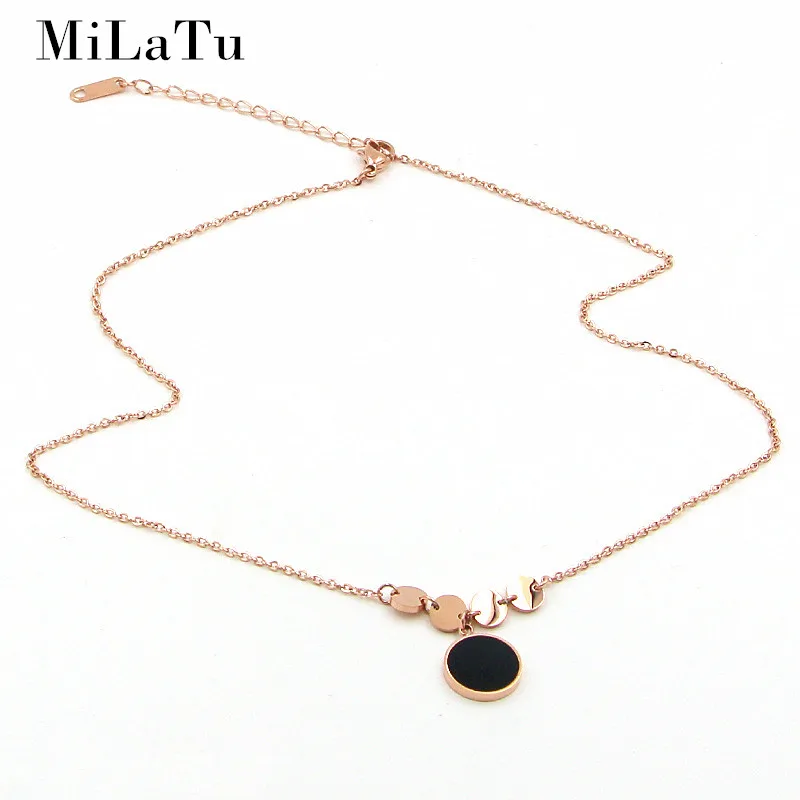 Фото MiLaTu Factory Price Interlocking Chokers Necklace For Women Rose Gold Color Stainless Steel Mom Jewelry Gift NE708G | Украшения и