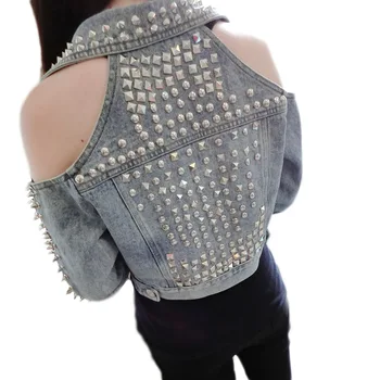 Rivets Jeans Jacket Women Casacos Feminino Slim Ripped Holes Denim Jacket Femme Elegant Vintage Bomber Jacket 2019 Basic Coats
Rivets Jeans Jacket Women Casacos Feminino Slim Ripped Holes Denim Jacket Femme Elegant Vintage Bomber Jacket 2019 Basic Coats