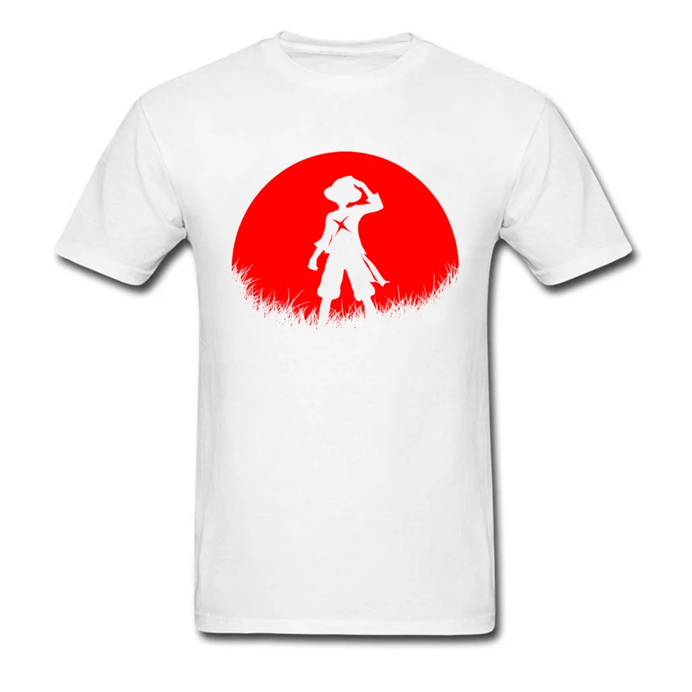 Street T-Shirt New Arrival Round Neck Red Moon Straw hat 100% Cotton Man Tops Shirts Classic Short Sleeve T Shirts Red Moon Straw hat white