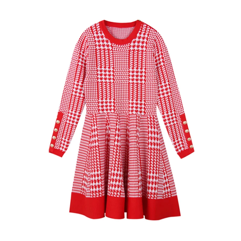 PERHAPS U black white red houndtooth button long sleeve knitted fit and flare short mini dress autumn D0884
PERHAPS U black white red houndtooth button long sleeve knitted fit and flare short mini dress autumn D0884