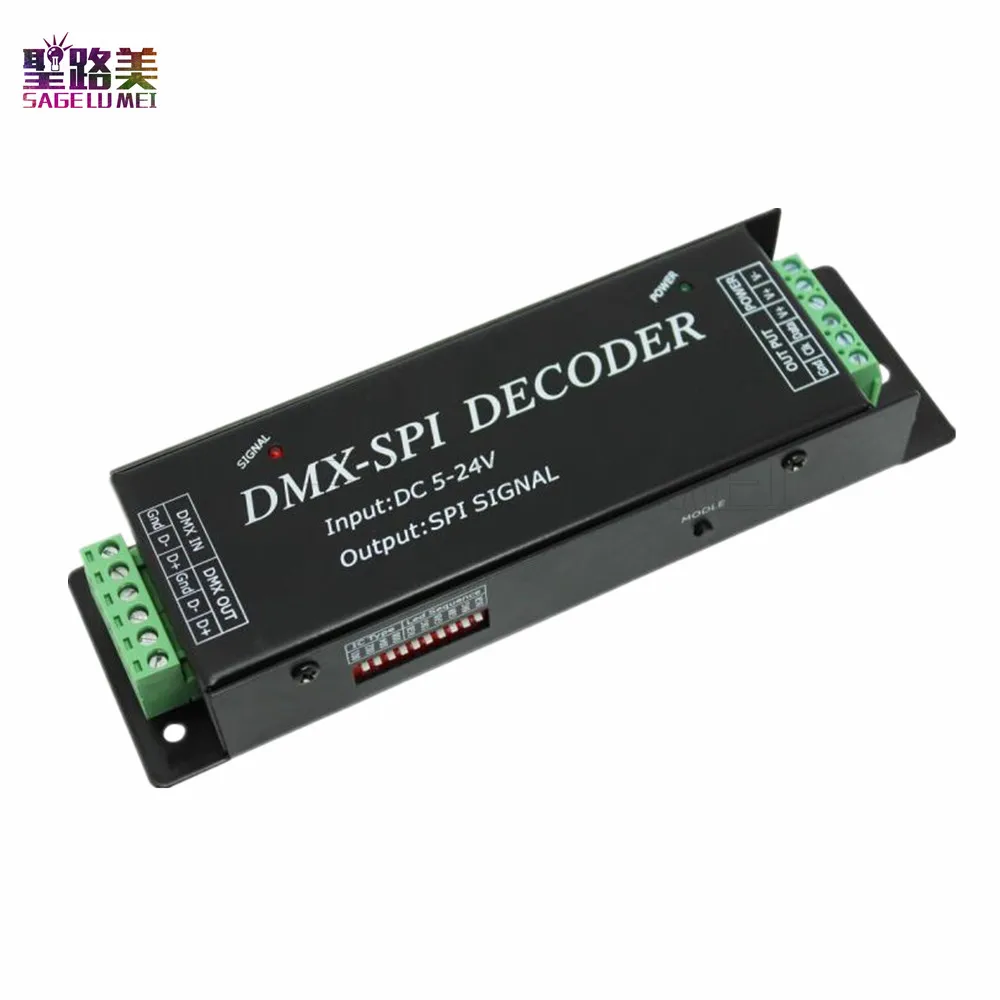 Светодиодный контроллер сигнала DMX200 DC5V 12V 24V SPI декодер DMX в для 2801 6803 2812 2811