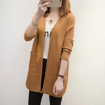 2018 Female Spring Autumn Long Sleeve Knitted Sweater Cardigan Korean Style Women V-Neck Pocket Design Loose Sweater Coat F668
2018 Female Spring Autumn Long Sleeve Knitted Sweater Cardigan Korean Style Women V-Neck Pocket Design Loose Sweater Coat F668