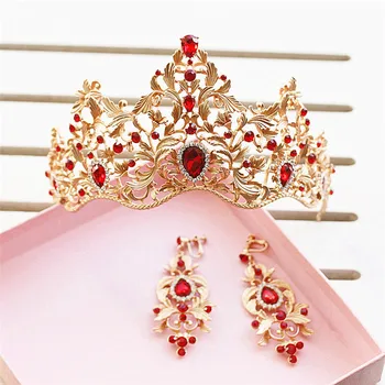 SLBRIDAL Gorgeous Baroque Style Gold Leaf Red Green Crystal Wedding Tiara Crown Earring Set Pageant Bridal Queen Princess Crown
SLBRIDAL Gorgeous Baroque Style Gold Leaf Red Green Crystal Wedding Tiara Crown Earring Set Pageant Bridal Queen Princess Crown