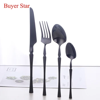 4PCS Standing Dinnerware Set 304 Stainless Steel Black Cutlery Set Slim Waists Knife Fork Tableware Cutleries Western Food Set
4PCS Standing Dinnerware Set 304 Stainless Steel Black Cutlery Set Slim Waists Knife Fork Tableware Cutleries Western Food Set