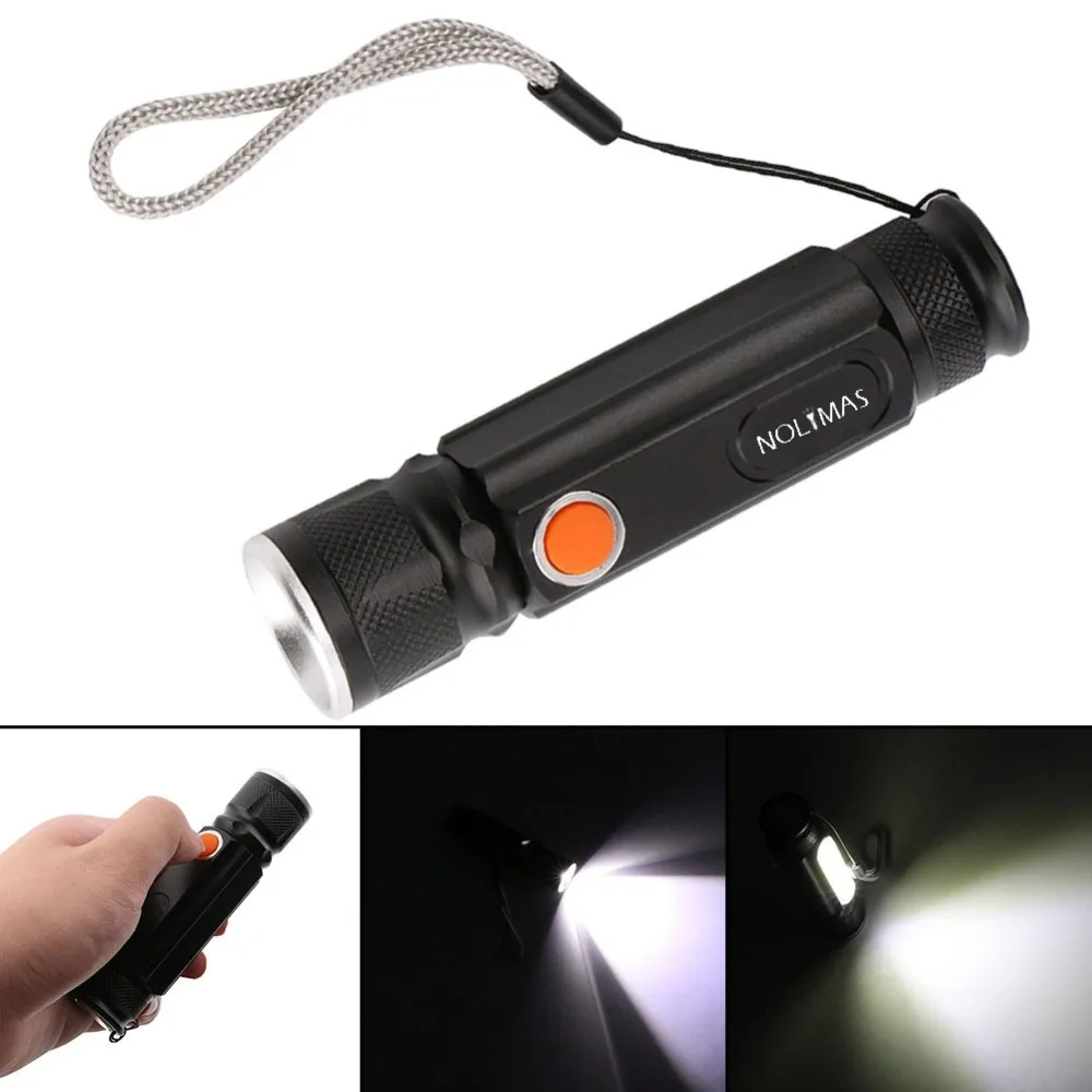 

T6 COB Magnet Flashlights XML USB Charger LED Flashlight 18650 3800LM Torch 4 Modes Zoomable Tactical Outdoor Camping Lanterna