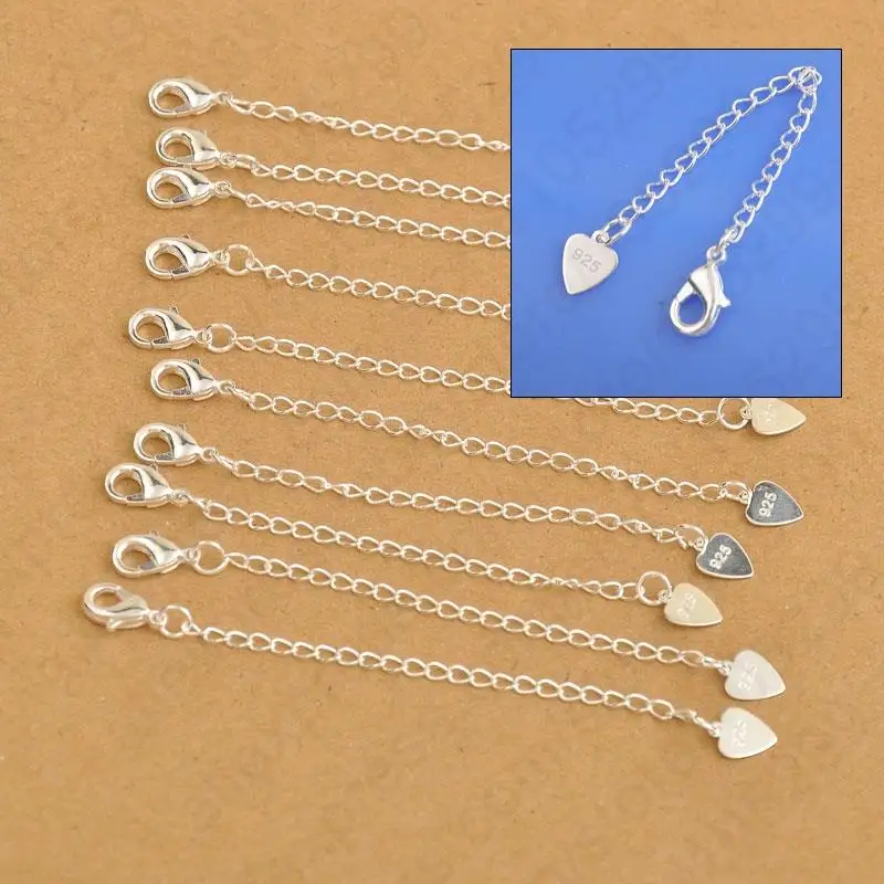 Wholesale Jewelry Findings 925 Sterling Silver Extension Tail Chains With Heart Tag Lobster Clasps For Necklace Bracelets
Wholesale Jewelry Findings 925 Sterling Silver Extension Tail Chains With Heart Tag Lobster Clasps For Necklace Bracelets