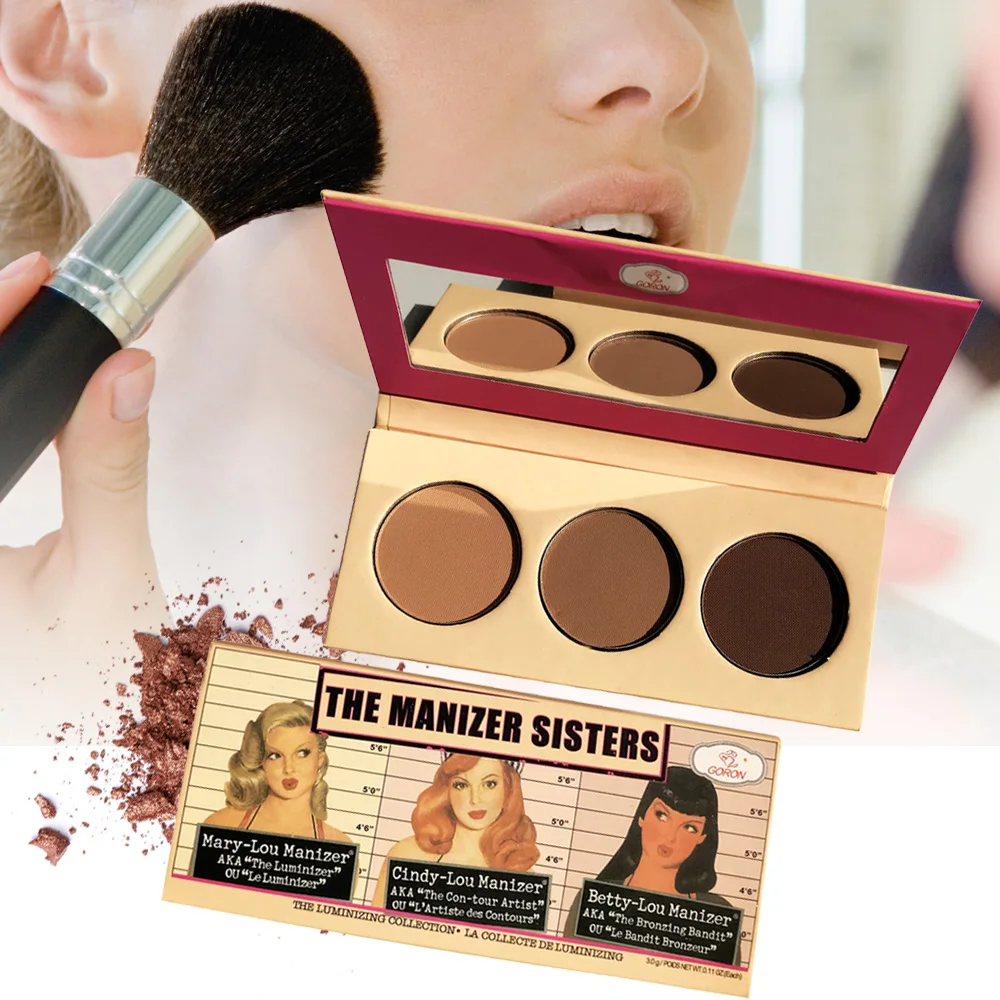 GORON Brand Professional Face Makeup 3 Colors Bronzer and Highlighter Palette Baked Powder Cosmetics Contour Palettes F2008
GORON Brand Professional Face Makeup 3 Colors Bronzer and Highlighter Palette Baked Powder Cosmetics Contour Palettes F2008