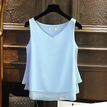 2020 Fashion Brand Women's blouse Summer sleeveless Chiffon shirt Solid V-neck Casual blouse Plus Size 4XL Loose Girl Top
2020 Fashion Brand Women's blouse Summer sleeveless Chiffon shirt Solid V-neck Casual blouse Plus Size 4XL Loose Girl Top