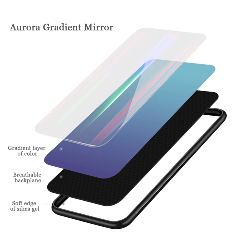 Luxury Gradient Tempered Glass Case For Meizu 16th Case Fashion RainBow Soft Frame Cover Coque For MeiZu 16th Plus Case Fundas (4)