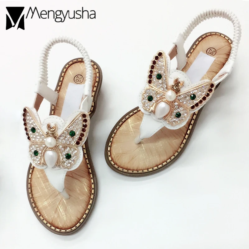 Womens Ladies Floral Slip On Applique Diamante Flip Flop Casual Shoes