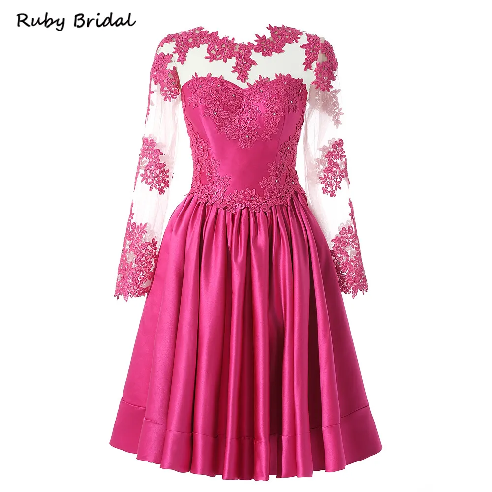 Ruby Bridal Vintage Long A-line Short Cocktail Dresses Princess Rose Red Satin Beaded Long Sleeves Sexy Homecoming Dresses P1218
Ruby Bridal Vintage Long A-line Short Cocktail Dresses Princess Rose Red Satin Beaded Long Sleeves Sexy Homecoming Dresses P1218