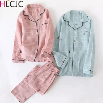 Conch Plaid 100% Gauze Cotton Lovers Pajama Sets Women Autumn Long Sleeve Casual Comfortable Sleepwear Women Pyjamas Femme
Conch Plaid 100% Gauze Cotton Lovers Pajama Sets Women Autumn Long Sleeve Casual Comfortable Sleepwear Women Pyjamas Femme
