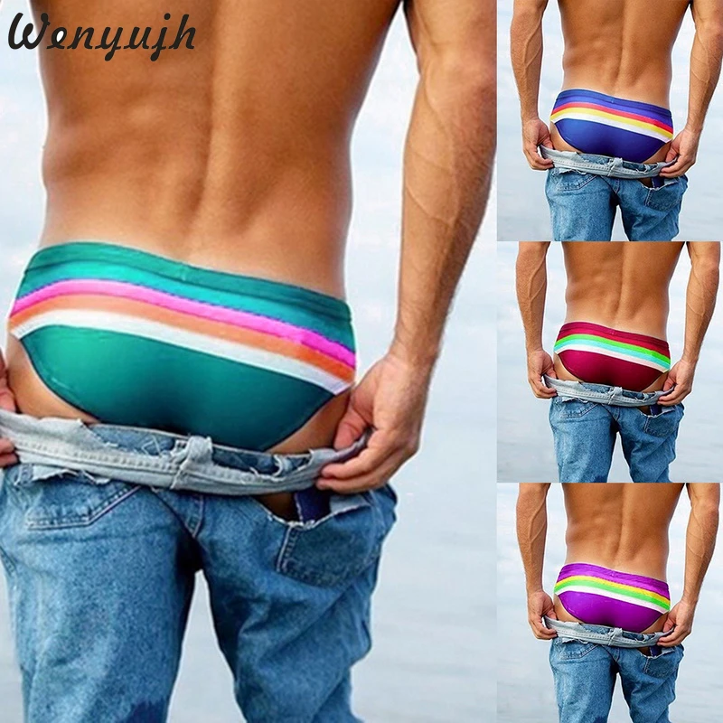 Wenyujh Mens Triangular Swimwear Sexy Pouch Male Swimming Briefs Board Stripe Shorts Swimsuit Man Surf Swim Trunks Beach Shorts
Wenyujh Mens Triangular Swimwear Sexy Pouch Male Swimming Briefs Board Stripe Shorts Swimsuit Man Surf Swim Trunks Beach Shorts