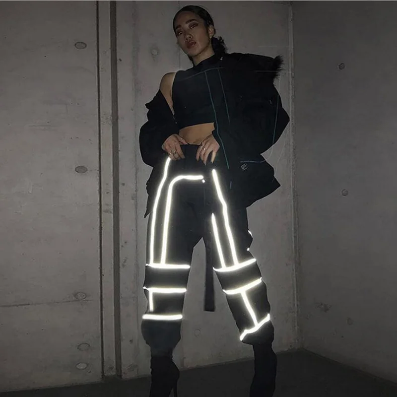 2019 Spring Women's Long Pants Fashion Reflective Stitching Casual Overalls Solid Mid Waist Ladies Cargo Pants
2019 Spring Women's Long Pants Fashion Reflective Stitching Casual Overalls Solid Mid Waist Ladies Cargo Pants
