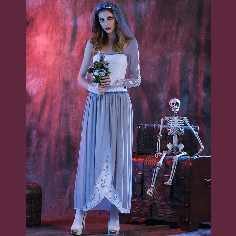 Women Sexy Vampire Bride Of Chucky Halloween Cosplay Costumes Skeleton Printed Mummy Masquerade Cosplay Dress Veil Gloves Set
Women Sexy Vampire Bride Of Chucky Halloween Cosplay Costumes Skeleton Printed Mummy Masquerade Cosplay Dress Veil Gloves Set