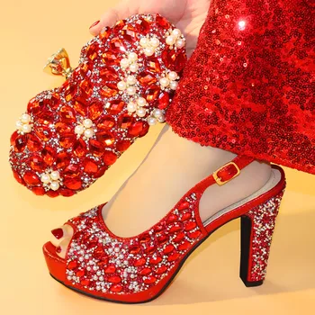 Red Party Shoes and Bag Set Women Shoes and Bag Set In Italy Design Italian Shoes with Matching Bag Set Decorated with Crystal
Red Party Shoes and Bag Set Women Shoes and Bag Set In Italy Design Italian Shoes with Matching Bag Set Decorated with Crystal