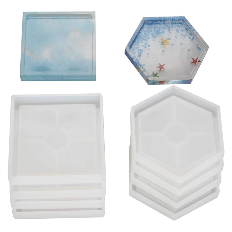 8 Pcs Diy Coaster Silicone Mold, Include 4 Pcs Square, 4 Pcs Hexagon,Bottom Bracket Prevents Deformation, Molds For Casting Wi
8 Pcs Diy Coaster Silicone Mold, Include 4 Pcs Square, 4 Pcs Hexagon,Bottom Bracket Prevents Deformation, Molds For Casting Wi