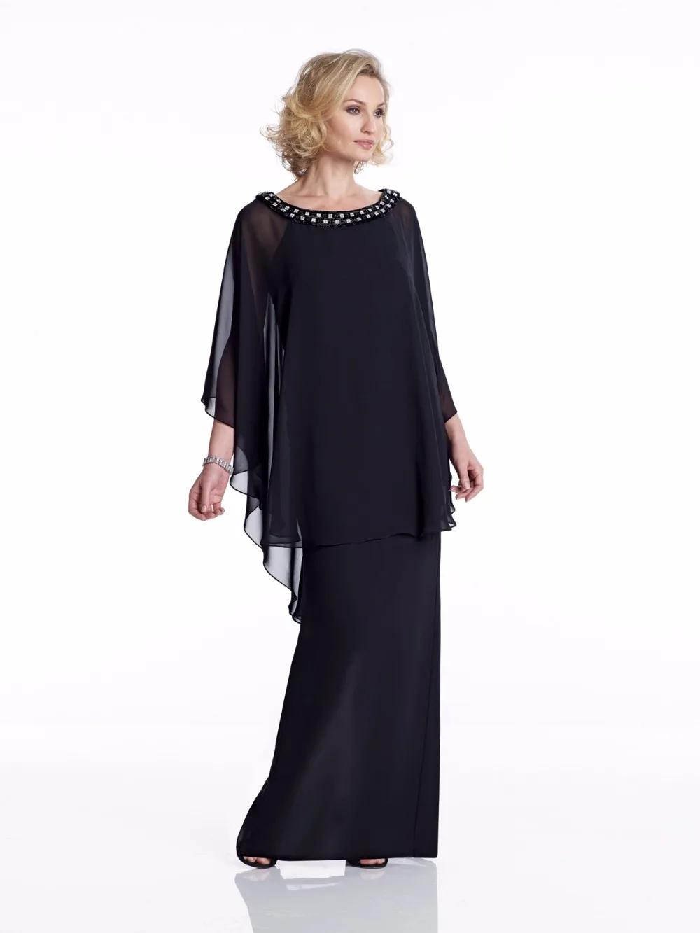 2016 Navy Blue Chiffon Sheath Mother of the Bride Dresses Cape Floor Length Bride Mother's Dresses For Wedding Evening Wear
2016 Navy Blue Chiffon Sheath Mother of the Bride Dresses Cape Floor Length Bride Mother's Dresses For Wedding Evening Wear