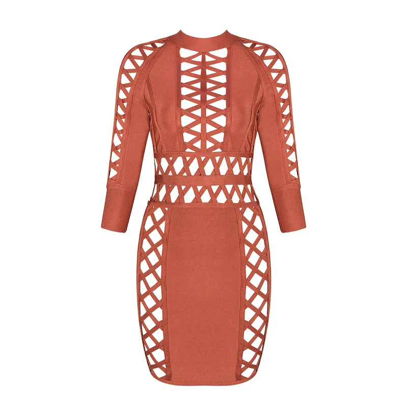 long sleeve red bronze hollow out 2017 women's newest arrival knee length rayon bandage dress
long sleeve red bronze hollow out 2017 women's newest arrival knee length rayon bandage dress