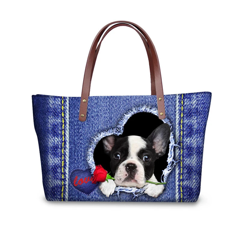 Cute Bull Dog Women Bags High Quality 3D Denim Animal Prints Cross-body Tote Bags for Ladies Messenger Bags Feminine
Cute Bull Dog Women Bags High Quality 3D Denim Animal Prints Cross-body Tote Bags for Ladies Messenger Bags Feminine