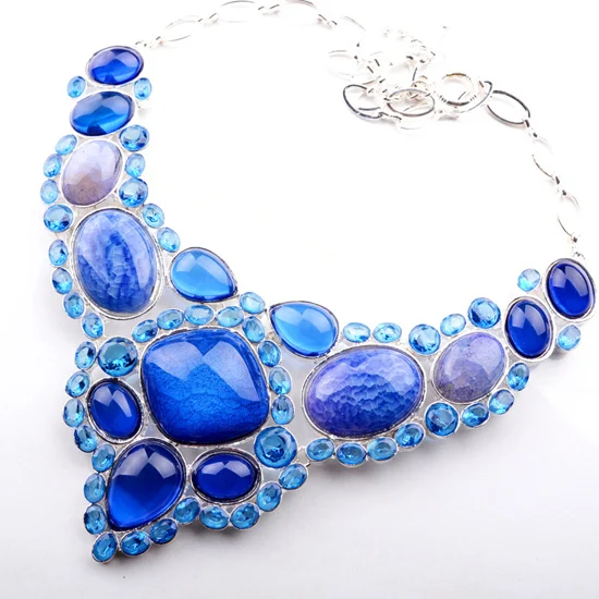 High Quality Luxury Blue Color Choker Large Synthetic Crystal And Natural Stone Necklaces SGN-P002B
High Quality Luxury Blue Color Choker Large Synthetic Crystal And Natural Stone Necklaces SGN-P002B