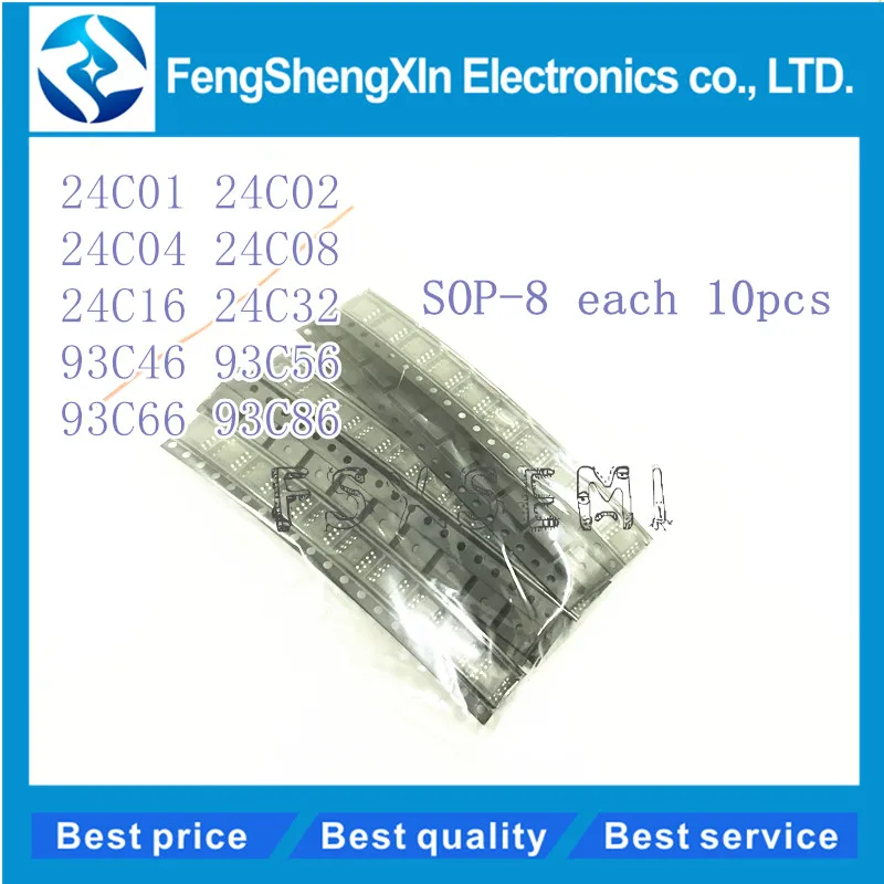 10values*10pcs=100pcs 24C01 24C02 24C04 24C08 24C16 24C32 93C46 93C56 93C66 93C86 SOP sop8 IC SOP-8 EEPROM KIT
10values*10pcs=100pcs 24C01 24C02 24C04 24C08 24C16 24C32 93C46 93C56 93C66 93C86 SOP sop8 IC SOP-8 EEPROM KIT