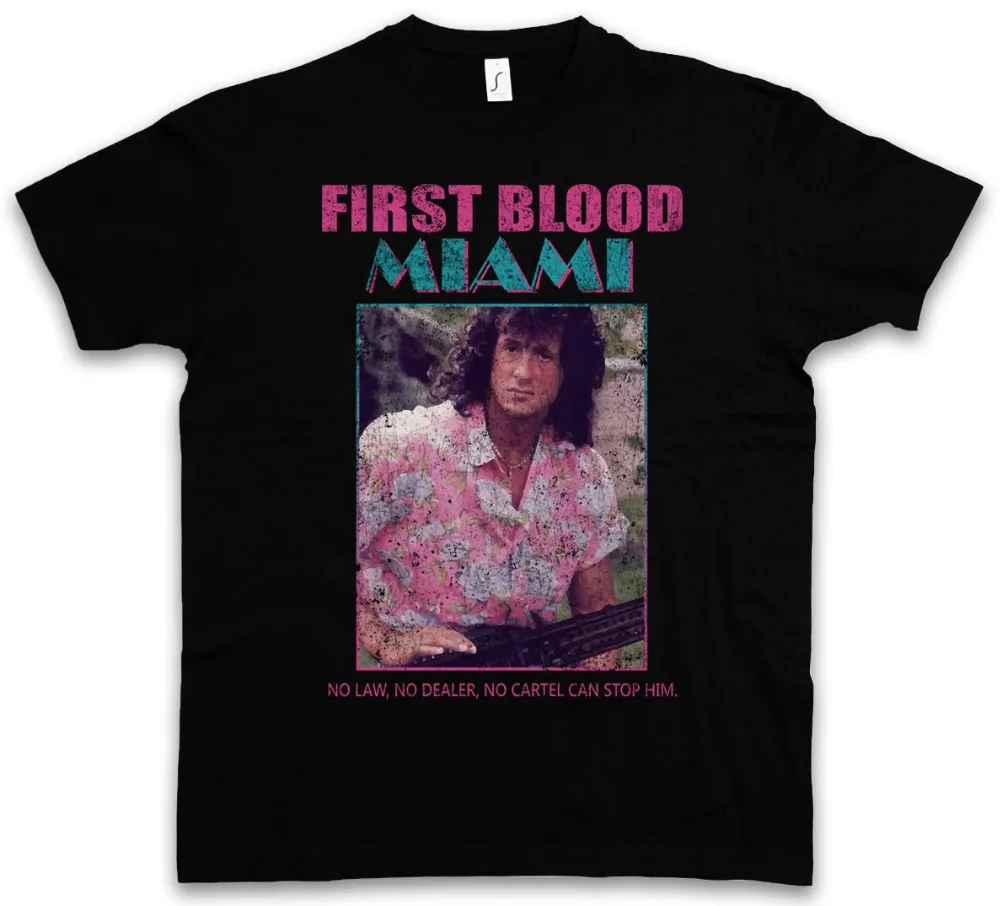 Fashion 2018 Summer FIRST BLOOD MIAMI T-SHIRT - Vice John Rambo Sylvester Fun 80s Stallone T Shirt Funny Casual Clothing
Fashion 2018 Summer FIRST BLOOD MIAMI T-SHIRT - Vice John Rambo Sylvester Fun 80s Stallone T Shirt Funny Casual Clothing