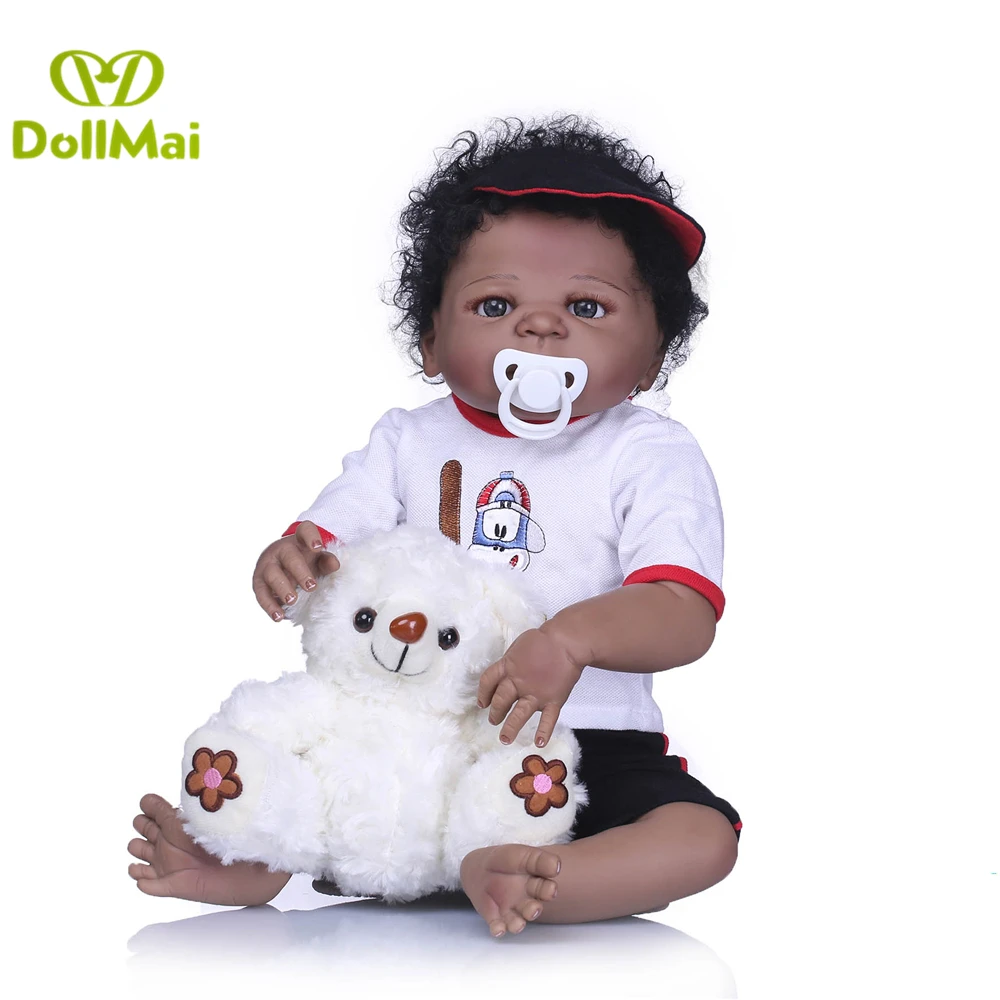 57cm 22inch Full Silicone Reborn Baby Doll black skin ethnic bathe bebe Toy Lifelike boy bb reborn kids birthday gifts toy
57cm 22inch Full Silicone Reborn Baby Doll black skin ethnic bathe bebe Toy Lifelike boy bb reborn kids birthday gifts toy