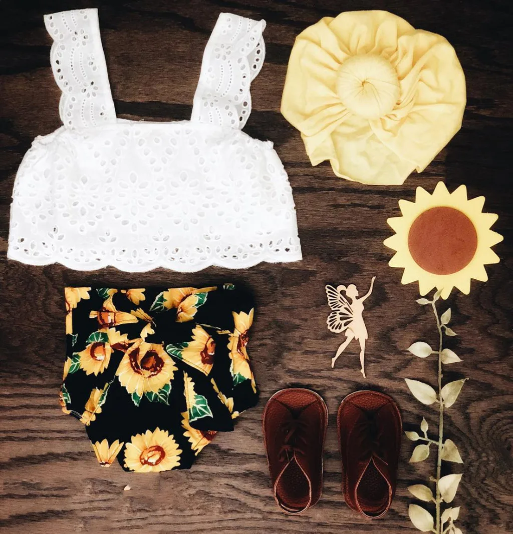 Kids Clothes Girls Cotton Baby Clothes Girl Sets Summer Two pieces Lace Tops Floral Sunflower Shorts Toddler Clothing Sets k523
Kids Clothes Girls Cotton Baby Clothes Girl Sets Summer Two pieces Lace Tops Floral Sunflower Shorts Toddler Clothing Sets k523