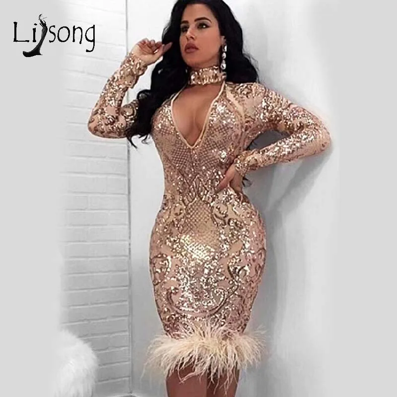 Sexy Sheath Sequined Lace Short Cocktail Dresses 2019 Full Sleeves Feather Mini Homecoming Dresses Prom Gowns Party Dress
Sexy Sheath Sequined Lace Short Cocktail Dresses 2019 Full Sleeves Feather Mini Homecoming Dresses Prom Gowns Party Dress