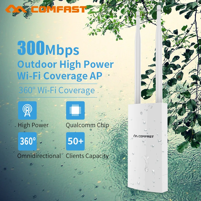 300Mbps 27dBm High Power Outdoor Wifi Repeater 2.4G Router With 2*5dbi Omnidirectional Antenna AP Extender Bridge |