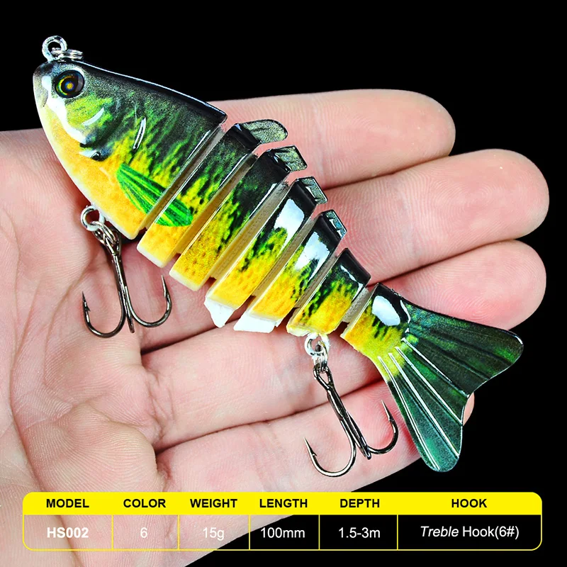 1PC 7 Sections Fishing Lure 10cm/3.94"-0.43oz/12.1g Swimbait Fishing bait 6# Black Hook Fishing Tackle
1PC 7 Sections Fishing Lure 10cm/3.94"-0.43oz/12.1g Swimbait Fishing bait 6# Black Hook Fishing Tackle