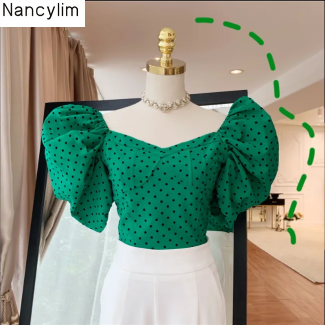 Summer Short Blouse 2019 New Women's Ins Wind Korean Style Girls U-collar Bubble Sleeve Wave Point Zipper Shirt Crop Top
Summer Short Blouse 2019 New Women's Ins Wind Korean Style Girls U-collar Bubble Sleeve Wave Point Zipper Shirt Crop Top