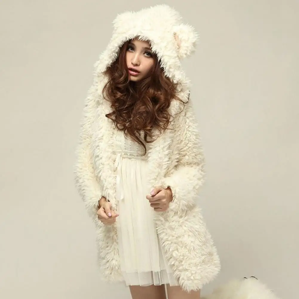 Plush Cute Bear Ears Hooded Long Sleeve Women's Autumn Winter Warm Cardigan Coat
Plush Cute Bear Ears Hooded Long Sleeve Women's Autumn Winter Warm Cardigan Coat