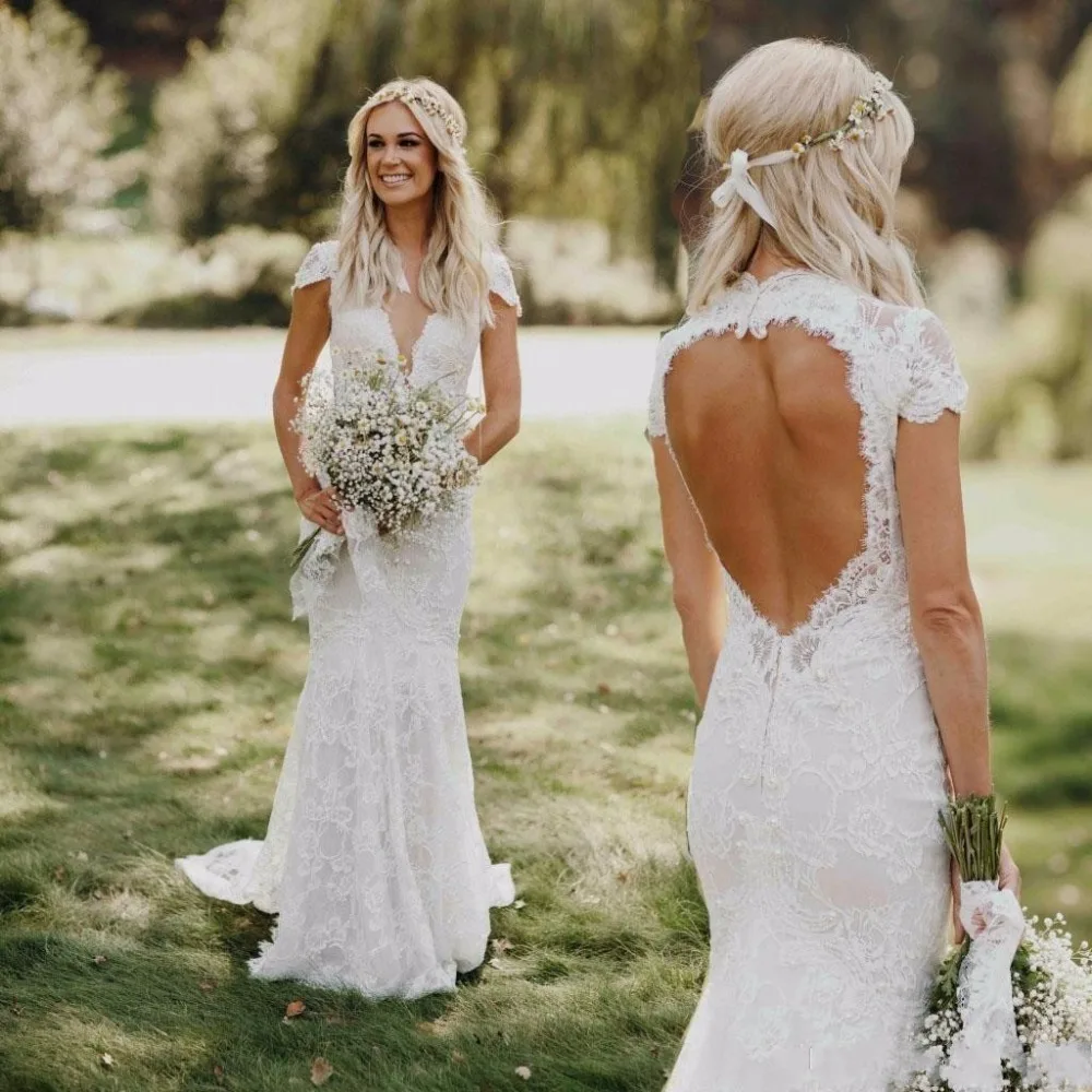 robe de mariee 2019 Lace Beach Wedding Dress Sexy Backless Short Sleeve Boho Vestido De Noiva Elegant Mermaid Wedding Dress
robe de mariee 2019 Lace Beach Wedding Dress Sexy Backless Short Sleeve Boho Vestido De Noiva Elegant Mermaid Wedding Dress